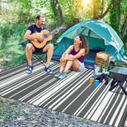 Outdoor Plastic Straw Rug 9x18 Waterproof Outside Rug, Large Modern Striped Reversible Floor Mats, Foldable & Lightweight Camping Carpet for Patio, Porch, Deck, Backyard, Balcony, Grey