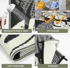 GAOMON Waterproof 8x10 Outdoor Rug Reversible Plastic Straw Rug Modern Patio Carpet, Foldable Lightweight RV Camping Mat with Portable Bag & 4 Stakes, UV Resistant & Sturdy for Picnic, Beige