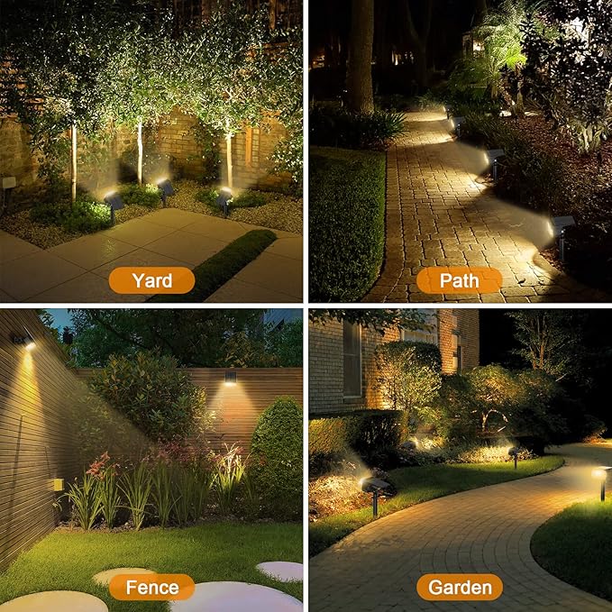 LANSOW Solar Spot Lights Outdoor, [4 Pack/57 LED] 2-in-1 Solar Landscape Spotlights, 3 Modes IP65 Waterproof Dusk to Dawn Solar Powered Flood Wall Lights for Outside Yard Garden Pathway(Warm White)
