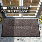 Yimobra Welcome Front Door Mat Outdoor, Heavy Duty Sturdy Non Slip Doormats, Rubber Backing, Low-Profile Entrance Rugs, Absorbent Resist Dirt, Easy Clean Patio Garage Floor Mats, 60X36 Inch, Brown