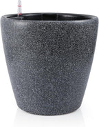 Dexceder 18x17 Self Watering Planter with Wheels Indoor Outdoor, Inner Pot Design, Thickened Large Floor Standing Flower Plant Pot with Water Level Indicator (Stone Matte)