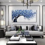 Large Wall Art for Living Room Bedroom Home Office Blue Tree of Life Wall Art Floral Picture Framed Wall Decor Modern Canvas Prints 24x48 In