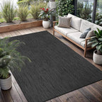 Washable Indoor Outdoor Rug 8x10 Weather Resistant Area Rugs Modern Solid for Porch Deck Balcony Backyard Patio Outside Carpet (8 X 10 Dark Grey)
