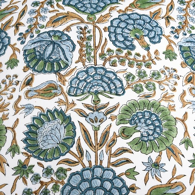 Ridhi Block Print Pillow Cover Asparagus Green Cotton Throw Case Decorative for Couch Pillows Living Room, Chic Boho Cute Thanksgiving Christmas, Fall Gifts 16 x16 Inches