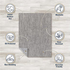 Washable Indoor Outdoor Rug 8x10 Weather Resistant Area Rugs Modern Solid for Porch Deck Balcony Backyard Patio Outside Carpet (8 X 10 Silver Grey)