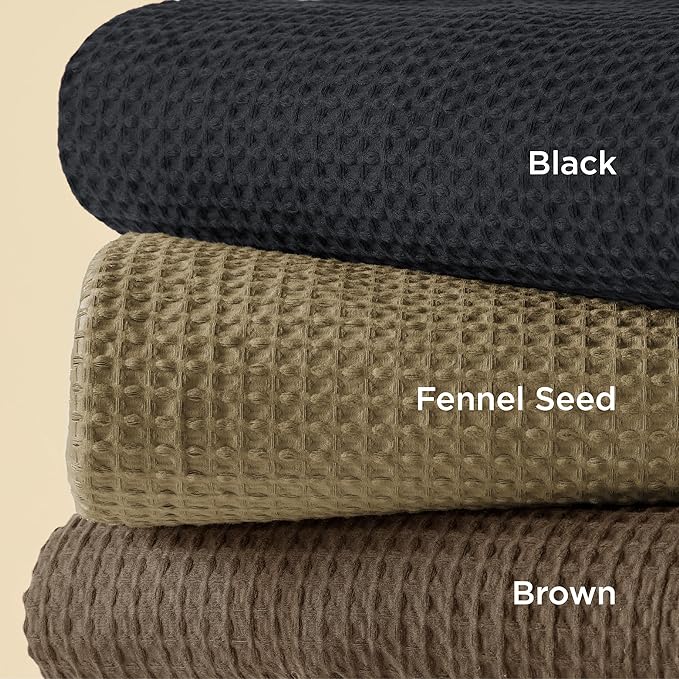 Bedsure Cotton Duvet Cover King - 100% Cotton Waffle Weave Black Duvet Cover King Size, GentleSoft™ and Breathable Bedding Set for All Season, 3 Pieces, 104"x90"