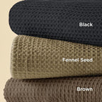 Bedsure Cotton Duvet Cover King - 100% Cotton Waffle Weave Black Duvet Cover King Size, GentleSoft™ and Breathable Bedding Set for All Season, 3 Pieces, 104"x90"