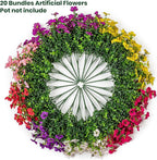 20 Bundles Artificial Flowers for Outdoor Fake Plants for Spring Decoration,Faux Eucalyptus Flowers for Planter UV Resistant Lifelike for Home Porch Garden（7 Color）