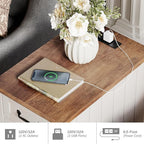 WAMPAT 2 Pack Off White End Table with Charging Station, Wood Side Sofa Table with Drawer and Storage Cabinet, Modern Nightstand with Power Outlets & USB Ports for Living Room, Bedroom