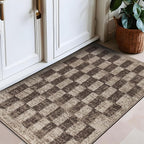 Rugshop Beige Checkered Area Rug – Textured Grid Pattern Carpet for Living Room, Bedroom, or Office – Neutral Contemporary Soft Floor Décor 2' 3" x 4' Beige