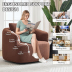 Swivel Accent Chair,360° Rotating Barrel Chair,Teddy Fleece High-Resilience Sponge Single Sofa, Easy Assembly for Living Room, Bedroom, Apartment Brown