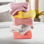 BELIZZI HOME 100% Cotton Bed Blanket, Breathable Bed Blanket Twin Size, Cotton Thermal Blankets Twin, Perfect for Layering Any Bed for All Season, Purple