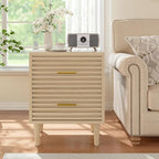 Alohappy Nightstands Set of 2, Bedside Table for Bedroom, End Table with 2 Drawers, Mid Century Modern Bed Side Table with Storage Vintage Wood Accent Table for Living Room, Oak 2pcs