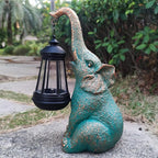 Elephant Garden Statue Outdoor Décor with Solar Lights Lantern,Elephant Solar Light Figurines Outside Decorations for Yard，Lawn Patio, Balcony, Unique Housewarming Gifts
