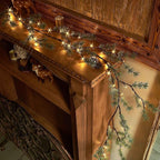 Birchlitland Lighted Pine Garland Battery Operated with Timer 6FT 48 LED Fairy Lights, Christmas Garland with Lights Wall Patio Wedding and Holiday Decor