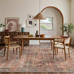 GENIMO 4x6 Area Rugs for Living Room, Machine Washable Non Slip Vintage Rugs, Low Pile Lightweight Chenille Print Rug for Bedroom, Dining Room, Home Office, Terracotta Indigo