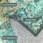 Area Rugs 10x14 for Living Room Bedroom, Modern Abstract Machine Washable Rug, Large Soft Low Pile Floor Carpet with Non Slip Backing for Dining Room, Turquoise