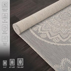 CAMILSON Outdoor Rug 10x14 Modern Area Rugs for Large Indoor and Outdoor Patios and Porches - Waterproof Washable Non-Shedding Easy-to-Clean Outside Carpet (10 x 14, Medallion - Grey/White)