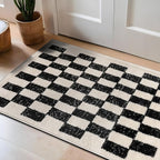 Rugshop Black and White Checkered Area Rug – High-Contrast Grid Pattern Carpet for Living Room, Bedroom, or Dorm – Trendy Contemporary Soft Floor Décor 2' 3" x 4' Black
