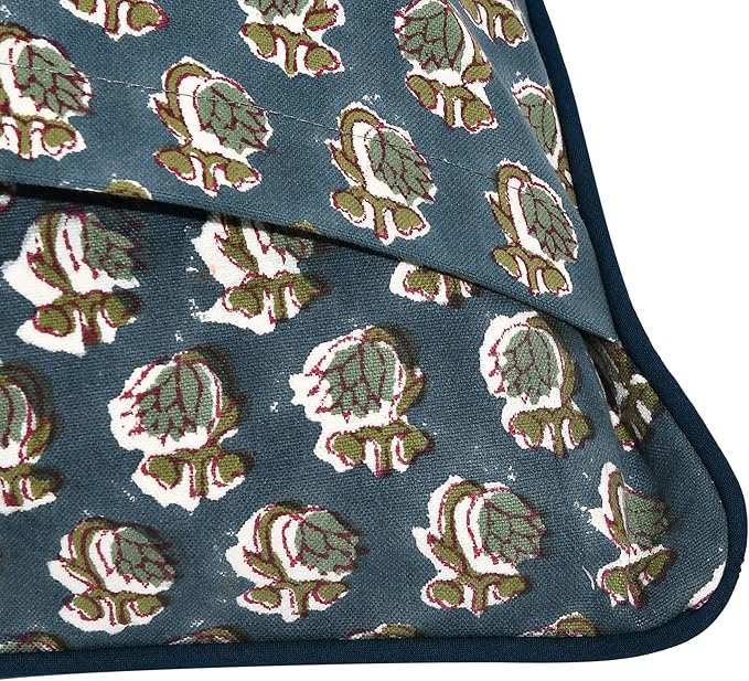 Ridhi Modern Farmhouse Pillow Covers Decorative Cotton Throw Pillow Covers Set of 2 Peacock Blue Cushion Covers for Boho Couch Sofa Bed Living Room Spring Home Decor 16x16