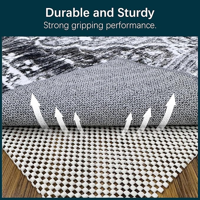 RUGSURE Rug Gripper Pad for Hardwood Floors & Tile Floor - Non Slip Area Rug Pads - Under Carpet Anti Skid Mat - Non Skid Rug Backing, 8x10 Ft