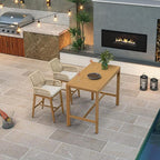 PURPLE LEAF 39.1'' Rectangle Outdoor Patio Counter Height Dining Table, Durable Aluminum Bar Height Pub Table for Counter Bar Stool, Water-Proof Tall Dining Table with Sturdy Legs, Teak