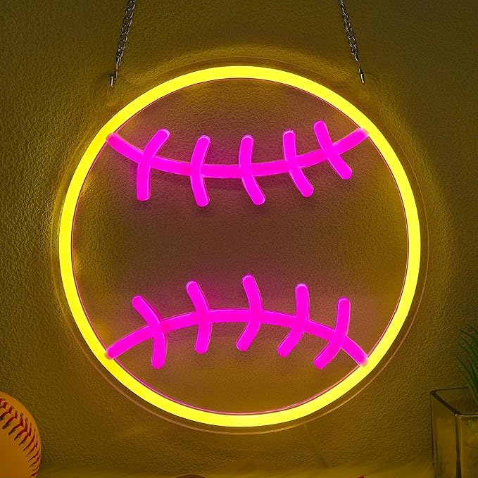Softball Neon Sign - Dimmable Sport Wall Decor With USB Power, Softball Gifts for Girls 8-12, LED Neon Lights for Girls Cave College Dorm Softball Fan Accessories Stuff