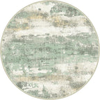 Round Rugs 8FT for Living Room Bedroom, Modern Abstract Machine Washable Circle Rug, Soft Low Pile Floor Cover with Non Slip Backing for Dining Room, Light Green