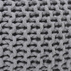 REDEARTH Round Boho Pouf Ottoman - Cable Knitted Cord Boho Pouffe - Stuffed Poof Accent Beanbag Footrest for Living Room - Nursery - Bedroom - Covered Patio - Study Nook (18”x18”x14”) - Gray-S