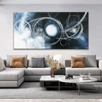 TAIJXAGSG Large Abstract Wall Art For Living Room Modern Dark Blue Wall Canvas Decorations White Line Canvas Wall Art Decor Prints Artwork Bedroom Kitchen Office Home Wall Artwork 29"×58"