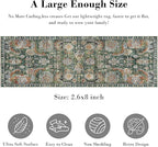 RUGSURE Washable Area Rugs - Perfect for Living Room, Bedroom, Kids Room, Nursery - Stain & Water Resistant Non-Slip, Pet & Child Friendly, Vintage Tribal Area Rugs (Green, 2'6'' x 8')