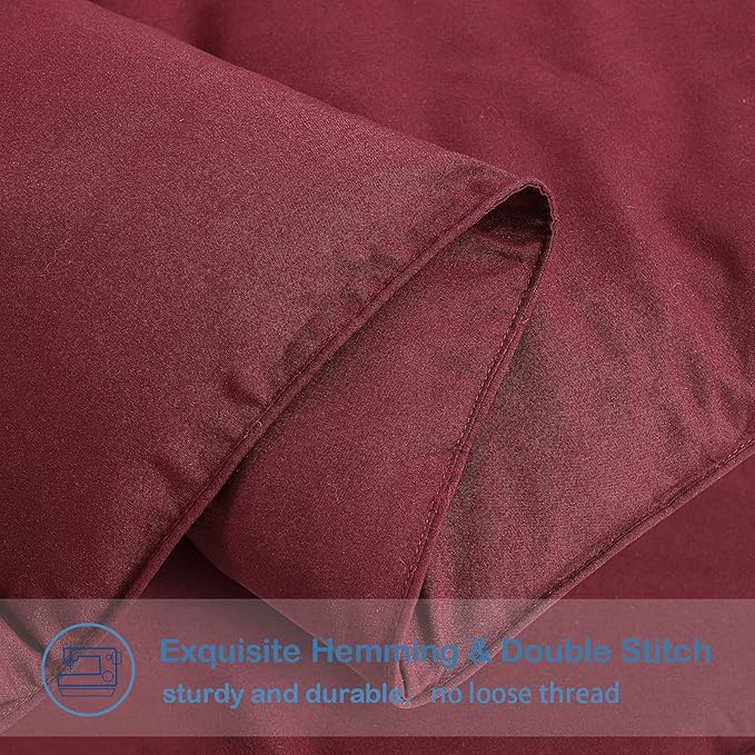 EASELAND King Size Down Alternative Comforter - Quilted Duvet Insert for All Seasons, Soft Lightweight with Corner Tabs, Summer Winter Warm Bedding, Burgundy 90x102 Inches