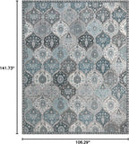 Lahome Moroccan Trellis Washable Rugs 9x12, Soft 9x12 Area Rug for Living Room Bedroom, Ultra-Thin Non-Slip Non Shedding Distressed Throw Large Carpet for Dining Room Office, Blue