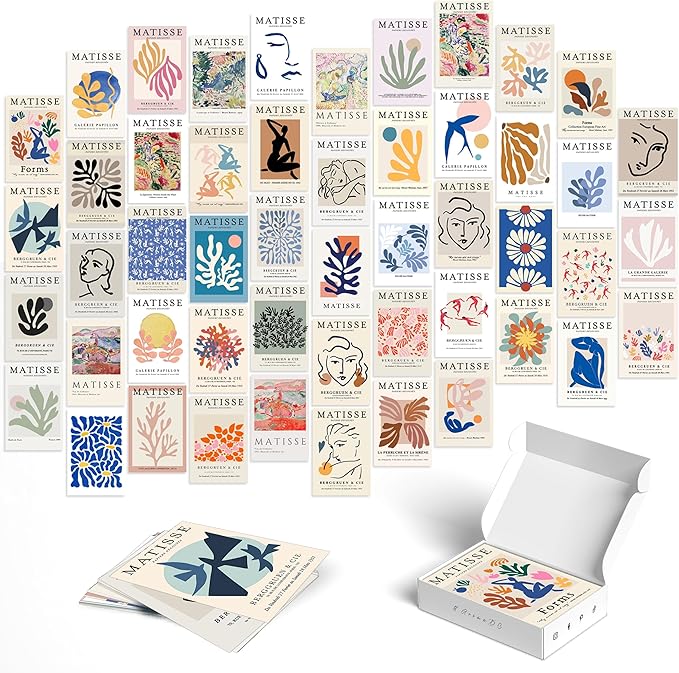 Y2K BOO Matisse Inspired Wall Collage Kit - 50 Aesthetic Posters for Room Decor, Perfect for Dorms and Bedrooms, Colorful Art Prints for Teen Girls and Creative Spaces