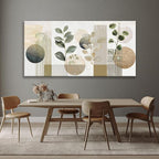 TAIJXAGSG Large Boho Green Wall Art For Living Room 29x58 In Green Botanical Boho Wall Art Modern Sage Bohemian Canvas Art Wall Decor Natural Abstract Geometry Lines Prints Picture Ready To Hang