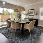 RUGSURE Washable Area Rug - 1/6 Thick - Stain & Water Resistant Non-Slip - Resistant Rug for Living Room, Bedroom, Nursery, Pet & Child Friendly, Vintage Charm Area Rugs (Darkgrey+Bule, 3' x 5 ')