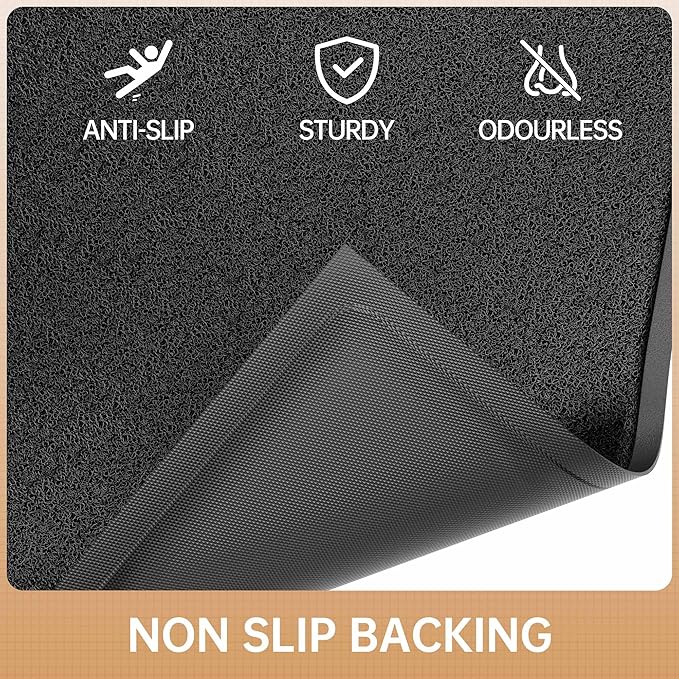 Sturdy Front Door Mat, 36" x 72" Heavy Duty Outdoor Indoor Mats to Trap Dirt and Moisture, Non-Slip Waterproof Doormat Inside Entrance, Washable Welcome Mats for Home Entryway（Black）