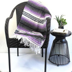 Del Mex Classic Mexican Blanket, Large Authentic Woven Falsa Throw (70"x50"), Artisan Southwest Décor for Beach, Yoga, Outdoors (Lavender)