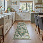 GENIMO 2x5 Runner Rugs for Hallway, Machine Washable Non Slip Vintage Rugs, Low Pile Lightweight Soft Print Rug for enrtyway, Corridor, Home Office, Kitchen,Pine Green