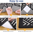 Audend Double Carpet Pad, Non Skid Sided Rug Tape 12 Pack, Rug Gripper on Wood Floor and Tile Floors, White Carpet Gripper for Indoor, Outdoor, Home, Kitchen,Living Room