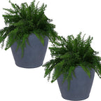 Sunnydaze 24-Inch Anjelica Large Plastic Pot for Plants - Outdoor Polyresin Round Planter with Drillable Drainage Holes - Slate - 2pk