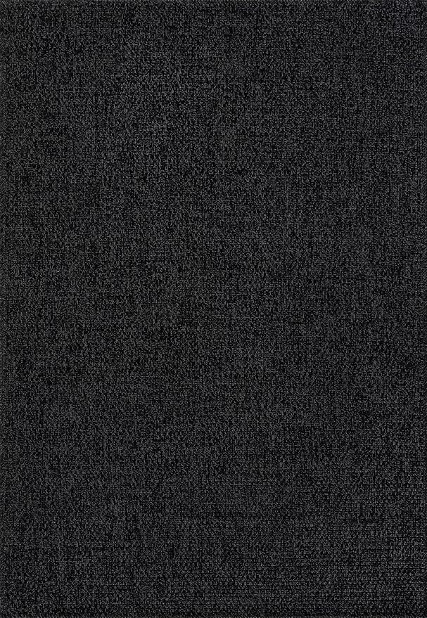 CAMILSON Easy Jute Rug 8x10, Indoor Outdoor Dark Gray Black Farmhouse Area Rugs for Living Room Patio and Kitchen Rug Solid Boho Woven Design Easy-Cleaning Washable Outside Carpet Alfombras (8 x 10)