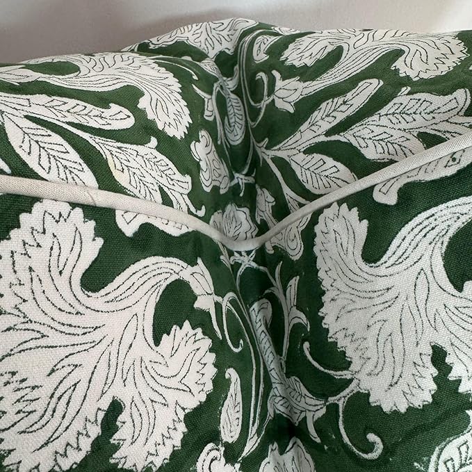 Ridhi Pantone Artichoke Green Block Print Canvas Cotton Throw Pillow Covers for Decorative Couch Pillows for Living Room, Chic Boho Cute Outdoor Thanksgiving Pillows Covers Gifts 18x18 Inches