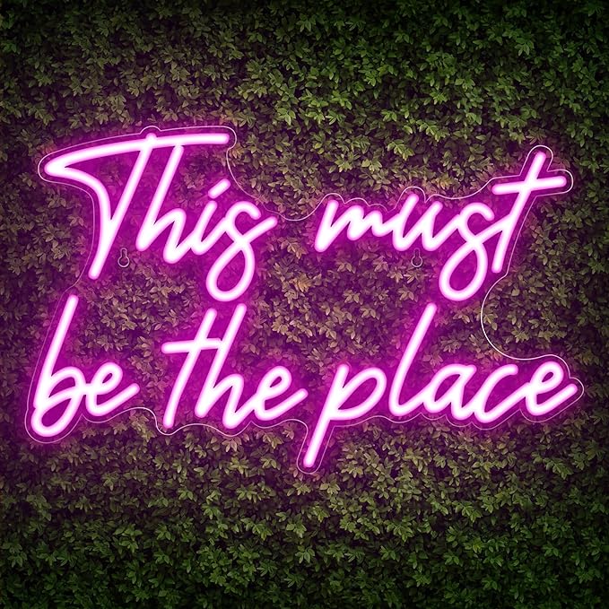 Kavaas This Must Be the Place Neon Signs 16.5" x 10.3", Pink LED Light Up Signs for Wall Decor | This Must Be The Place Sign for Bedroom, Bar, Cafe, Office, Man Cave