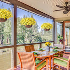 Artificial Fall Flowers Fake Hanging Plants Flowers Basket for Outdoors Autumn Decoration, Yellow Silk Morning Glory with Eucalyptus Look Real UV Resistant Faux Flowers for Outside Porch Patio Balcony