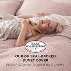 Bedsure Cotton Duvet Cover King - 100% Cotton Waffle Weave Pink Duvet Cover King Size, GentleSoft™ and Breathable Bedding Set for All Season, 3 Pieces, 104"x90"