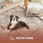 4' x 6' Washable Area Rug - Low Pile Soft Vintage Indoor Rug for Living, Dining or Bedroom - Lightweight Carpet with Non-Slip Backing - Foldable for Easy Placement, Brown