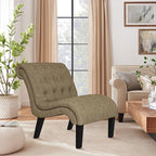 Yongqiang Accent Chairs Set of 2 Modern Armless Living Room Bedroom Side Chairs Button Tufted Upholstered Leisure Chair with Wood Legs