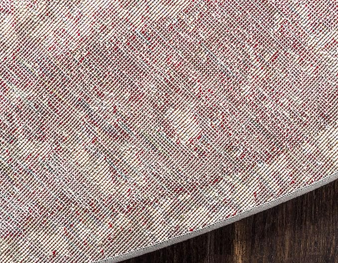 Unique Loom Rosso Collection Vintage, Traditional, Bohemian, Geometric, Distressed, Southwestern Area Rug, 3' 3" x 3' 3", Gray/Ivory