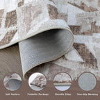 Modern Abstract Door Mat Indoor Entrance 2X3 Brown Rug Washable, Non-Slip Small Rugs for Entryway Bathroom Ultra-Thin, Throw Carpet for Kitchen Bedroom Nursery Kids Print Faux Wool